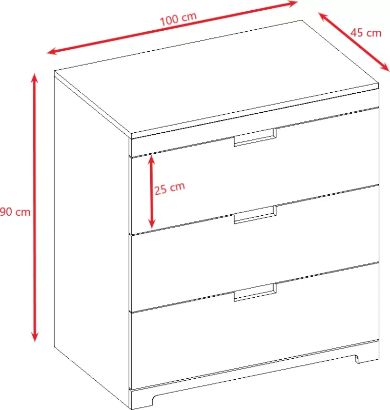 Komoda biała TOMI 3 szuflady