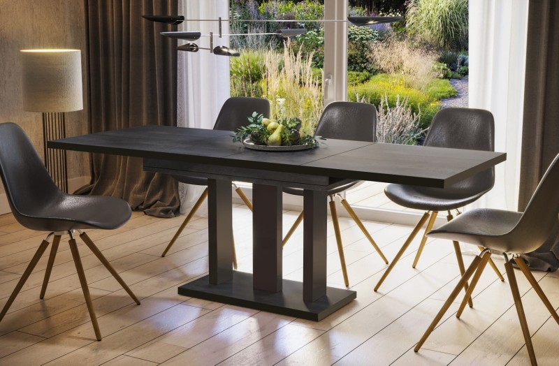 Stół Appia Black rozkładany 130-210 mix  Ciemny Beton