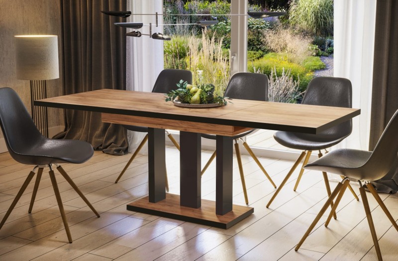 Stół Appia Black rozkładany 130-210 mix Craft