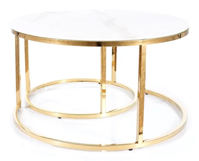 Zestaw stolików Muse biały efekt marmuru/złoty