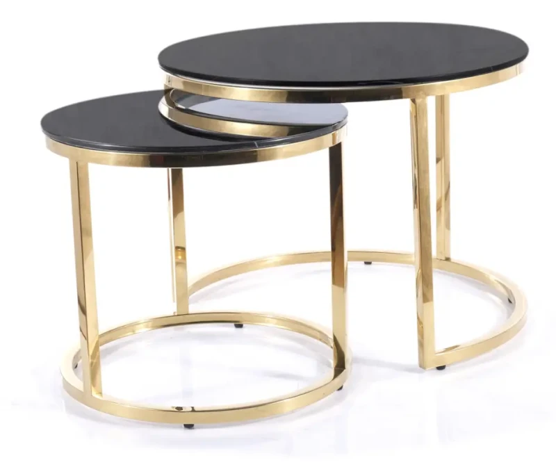 Zestaw stolików Muse II czarny efekt marmuru/złoty