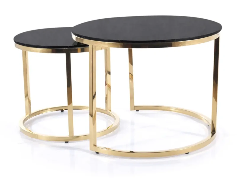 Zestaw stolików Muse II czarny efekt marmuru/złoty