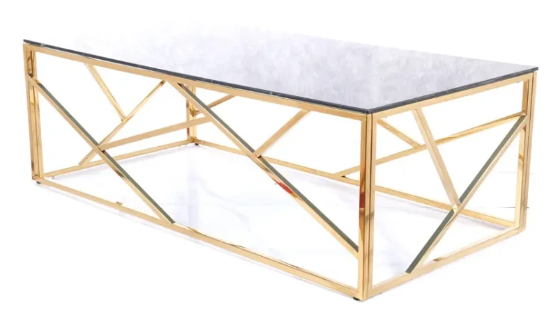 Ława Escada A II 120x60 cm biały efekt marmuru/złoty