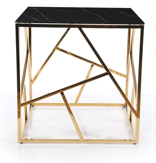 Stolik Escada B II 55x55 cm czarny efekt marmuru/złoty