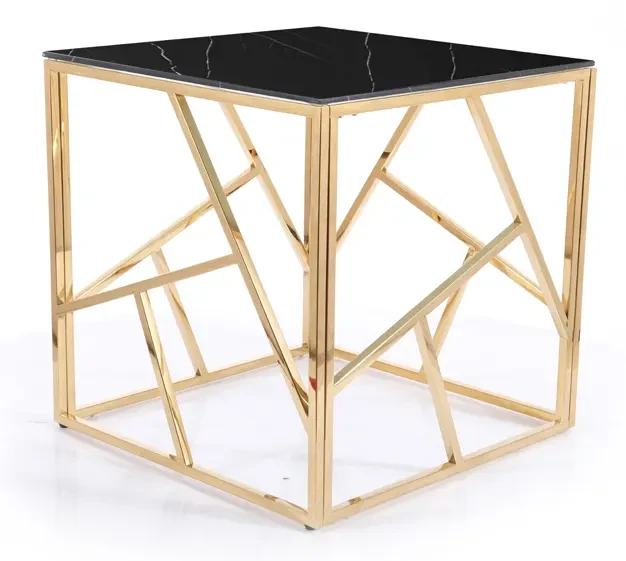 Stolik Escada B II 55x55 cm czarny efekt marmuru/złoty