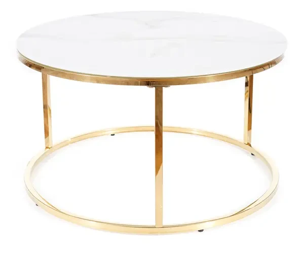 Stolik Sabine biały efekt marmuru/złoty 80 cm