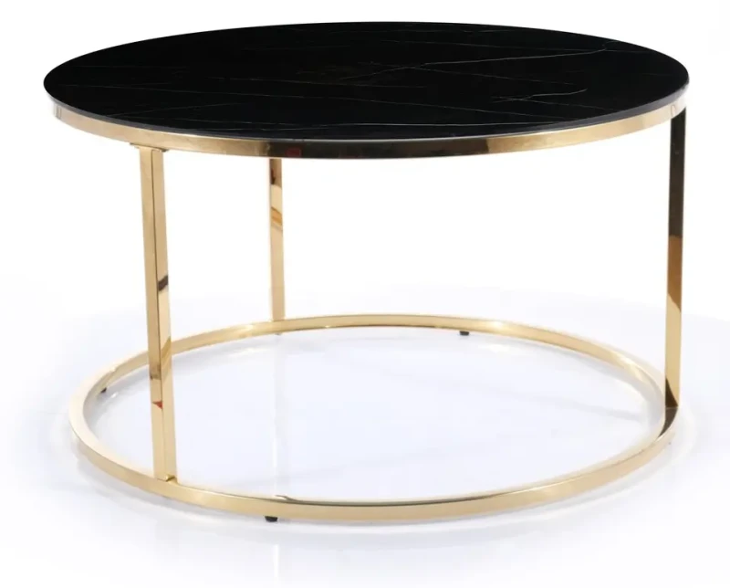 Stolik Sabine czarny efekt marmuru/złoty 80 cm