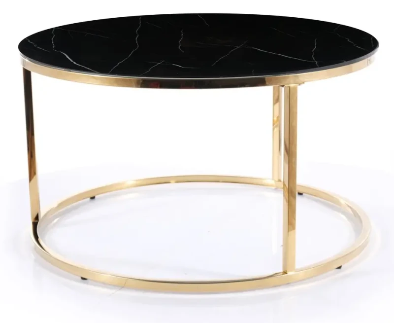 Stolik Sabine czarny efekt marmuru/złoty 80 cm
