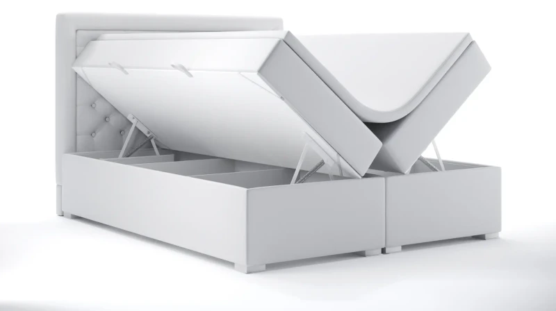 Łóżko kontynentalne Glamour z pojemnikiem tapicerowane