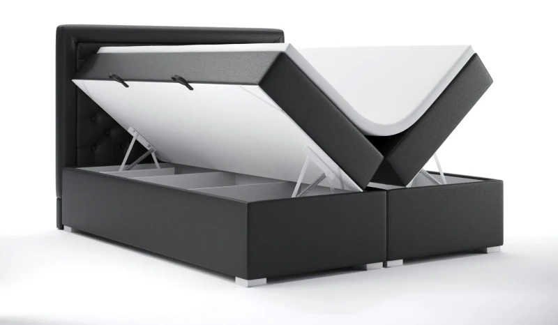 Łóżko kontynentalne Glamour z pojemnikiem tapicerowane