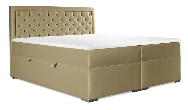 Łóżko kontynentalne Glamour z pojemnikiem tapicerowane
