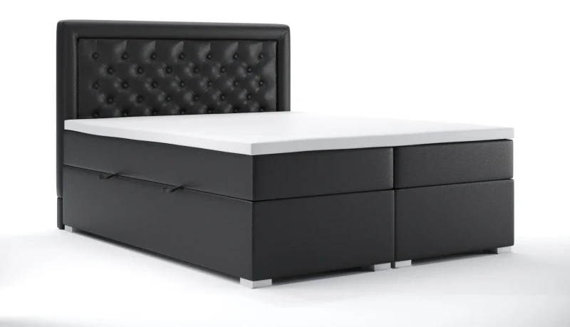 Łóżko kontynentalne Glamour z pojemnikiem dwuosobowe tapicerowane