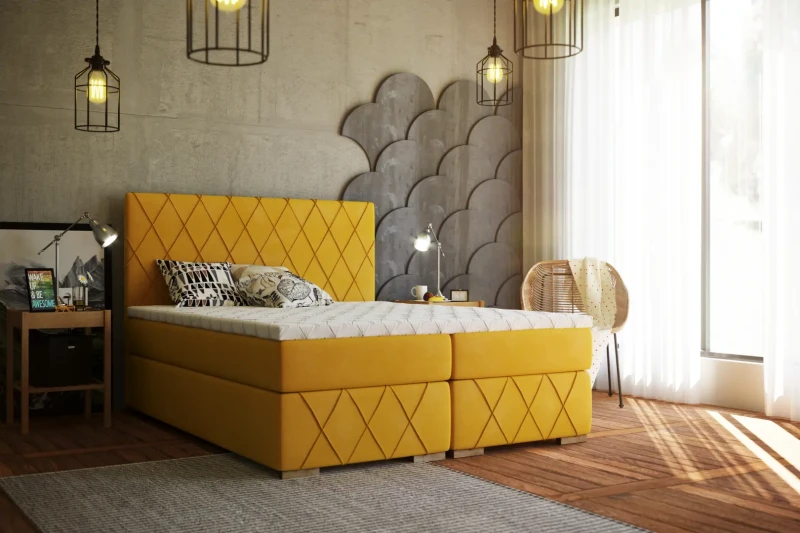 Łóżko kontynentalne Royal z pojemnikiem 120x200 dwuosobowe tapicerowane