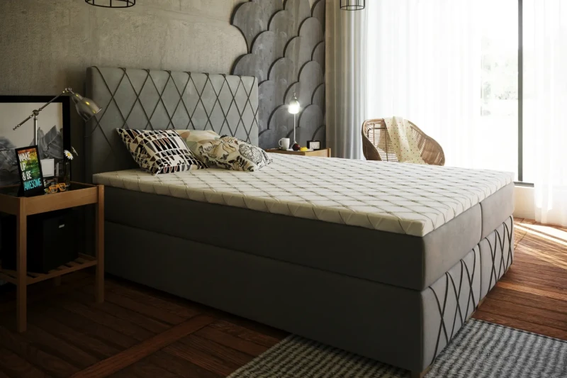 Łóżko kontynentalne Royal z pojemnikiem 120x200 dwuosobowe tapicerowane