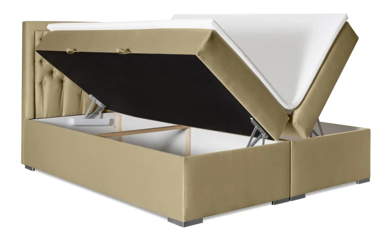 Łóżko kontynentalne Glamour z pojemnikiem dwuosobowe tapicerowane