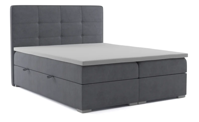 Łóżko kontynentalne Loft z pojemnikiem dwuosobowe tapicerowane
