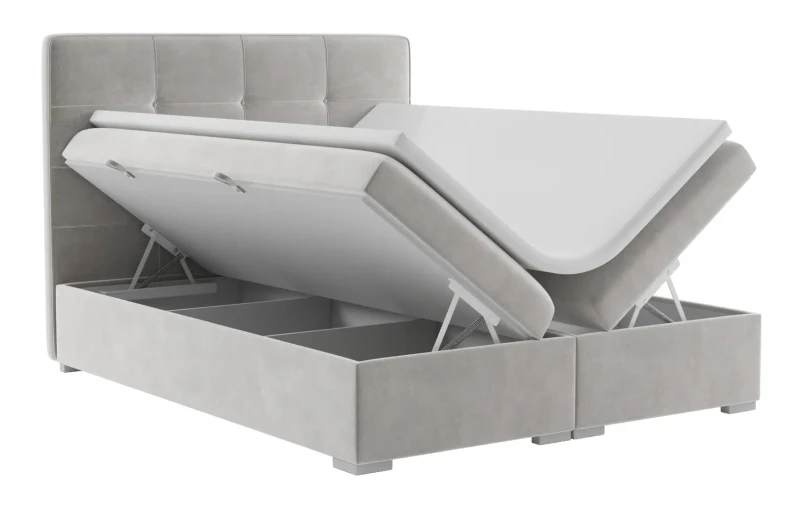 Łóżko kontynentalne Loft z pojemnikiem dwuosobowe tapicerowane