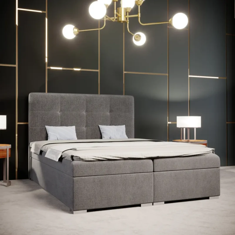 Łóżko kontynentalne Loft z pojemnikiem dwuosobowe tapicerowane