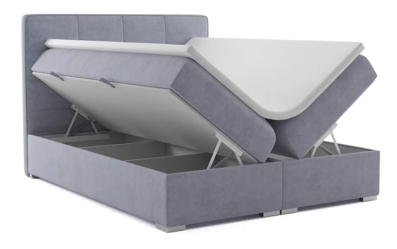 Łóżko kontynentalne Loft z pojemnikiem dwuosobowe tapicerowane