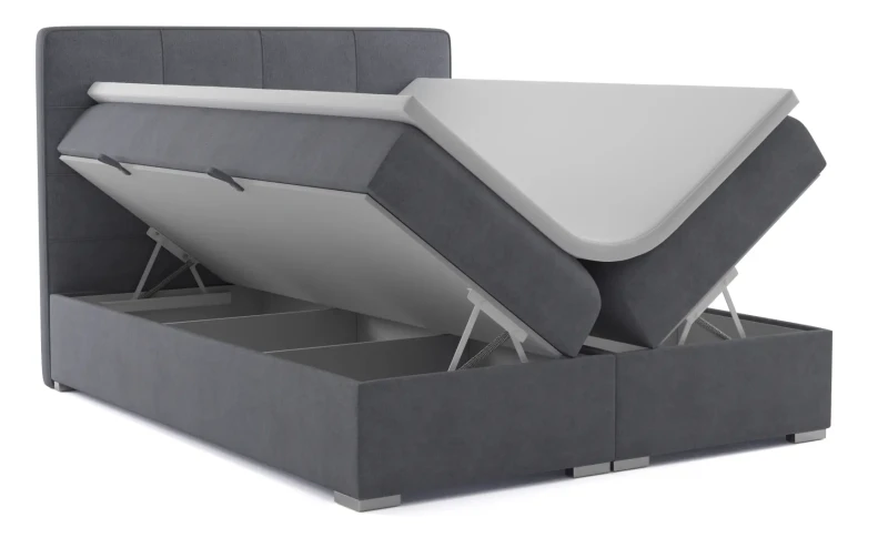 Łóżko kontynentalne Loft z pojemnikiem dwuosobowe tapicerowane