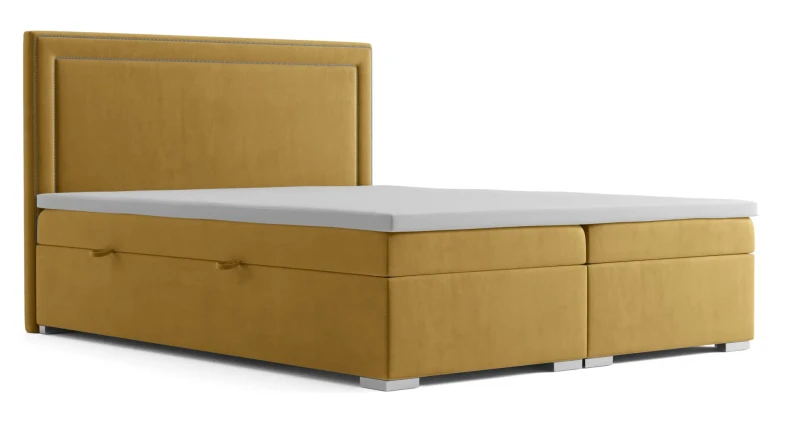 Łóżko kontynentalne Quarto z pojemnikiem dwuosobowe tapicerowane