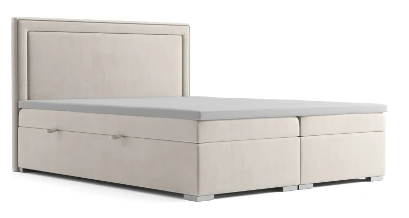 Łóżko kontynentalne Quarto z pojemnikiem dwuosobowe tapicerowane