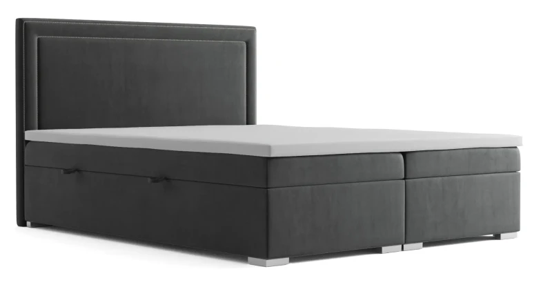 Łóżko kontynentalne Quarto z pojemnikiem dwuosobowe tapicerowane