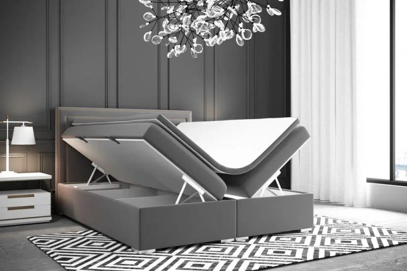 Łóżko kontynentalne Quarto z pojemnikiem dwuosobowe tapicerowane