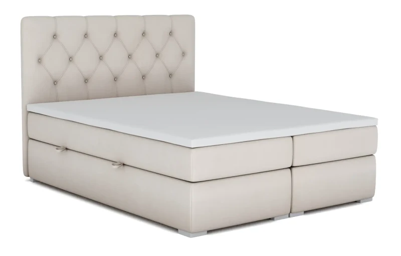 Łóżko kontynentalne Roma z pojemnikiem dwuosobowe tapicerowane