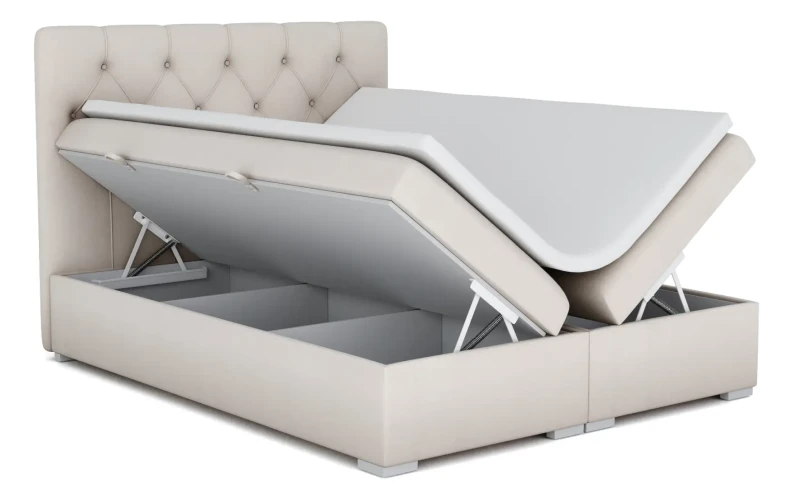 Łóżko kontynentalne Roma z pojemnikiem dwuosobowe tapicerowane