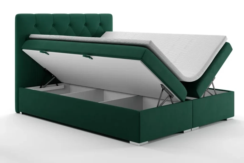 Łóżko kontynentalne Roma z pojemnikiem dwuosobowe tapicerowane