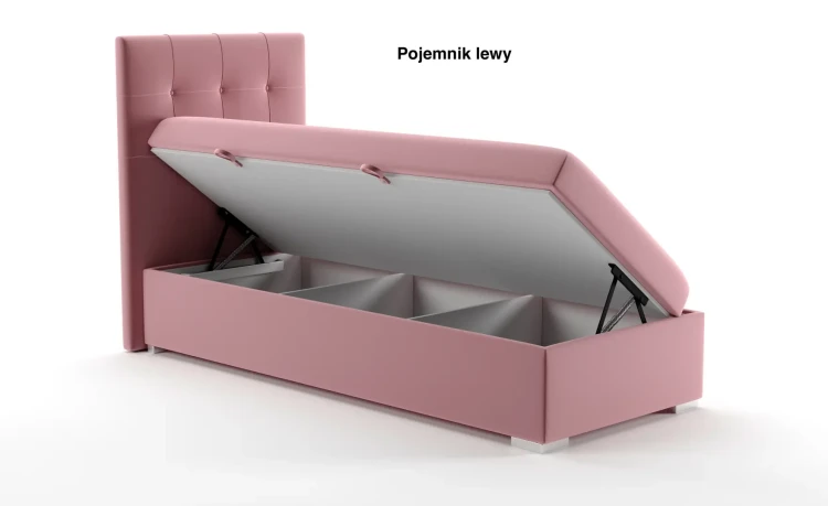 Łóżko kontynentalne do pokoju młodzieżowego Deniz z pojemnikiem jednoosobowe tapicerowane
