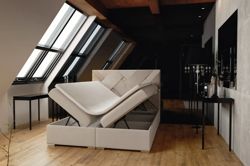 Łóżko kontynentalne Belize tapicerowane