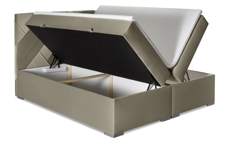 Łóżko kontynentalne Belize z pojemnikami dwuosobowe tapicerowane