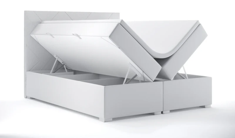 Łóżko kontynentalne Belize z pojemnikami dwuosobowe tapicerowane