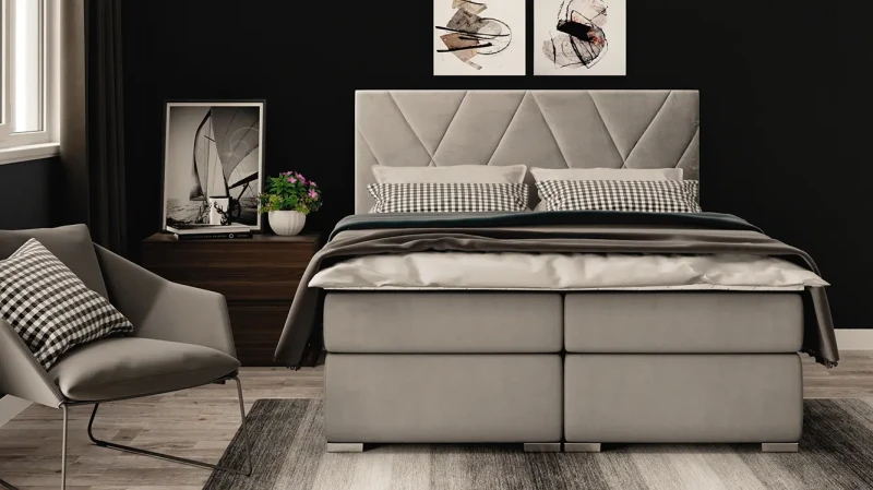 Łóżko kontynentalne Lara tapicerowane