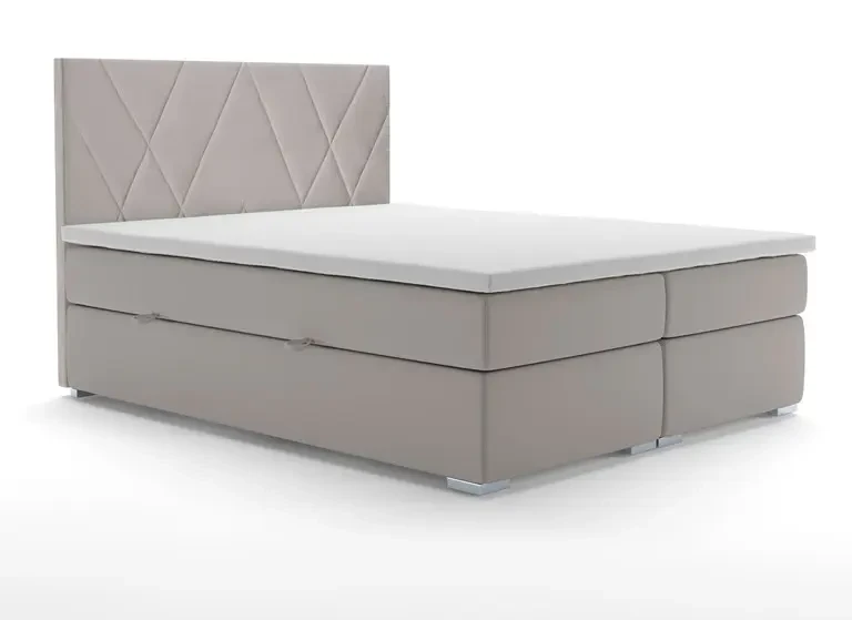 Łóżko kontynentalne Lara z pojemnikami dwuosobowe tapicerowane