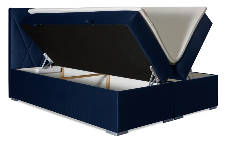 Łóżko kontynentalne Lara z pojemnikami dwuosobowe tapicerowane