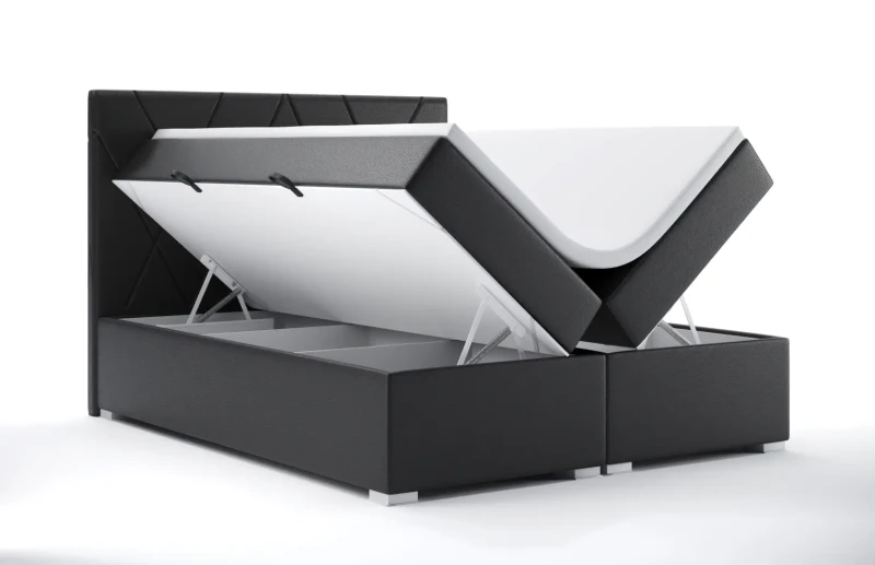 Łóżko kontynentalne Lara z pojemnikami dwuosobowe tapicerowane