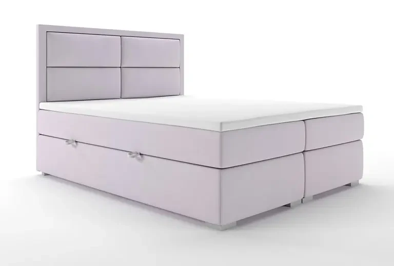 Łóżko kontynentalne Merida z pojemnikami dwuosobowe tapicerowane