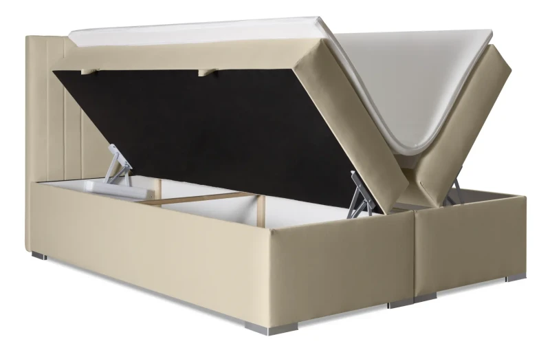 Łóżko kontynentalne Morano z pojemnikami dwuosobowe tapicerowane