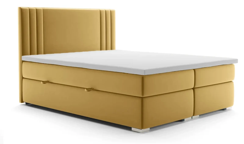 Łóżko kontynentalne Morano z pojemnikami dwuosobowe tapicerowane