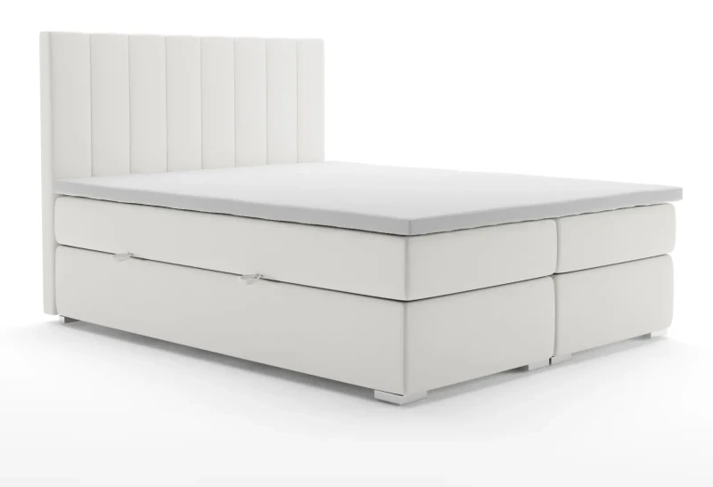 Łóżko kontynentalne Puro z pojemnikami dwuosobowe tapicerowane