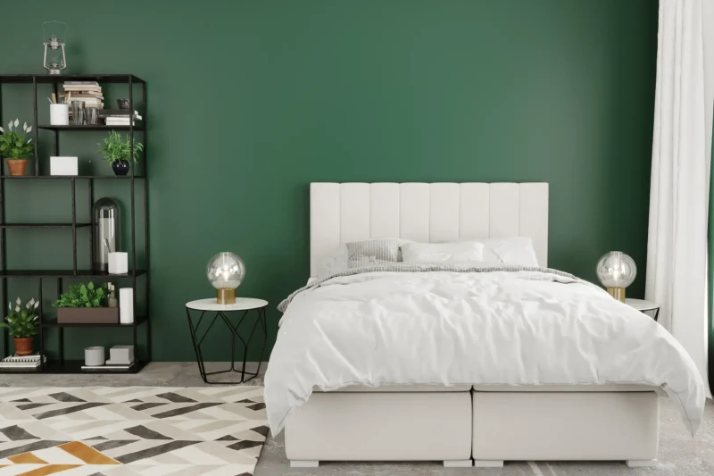 Łóżko kontynentalne Puro z pojemnikami dwuosobowe tapicerowane