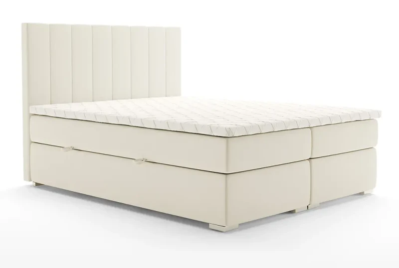 Łóżko kontynentalne Puro z pojemnikami dwuosobowe tapicerowane