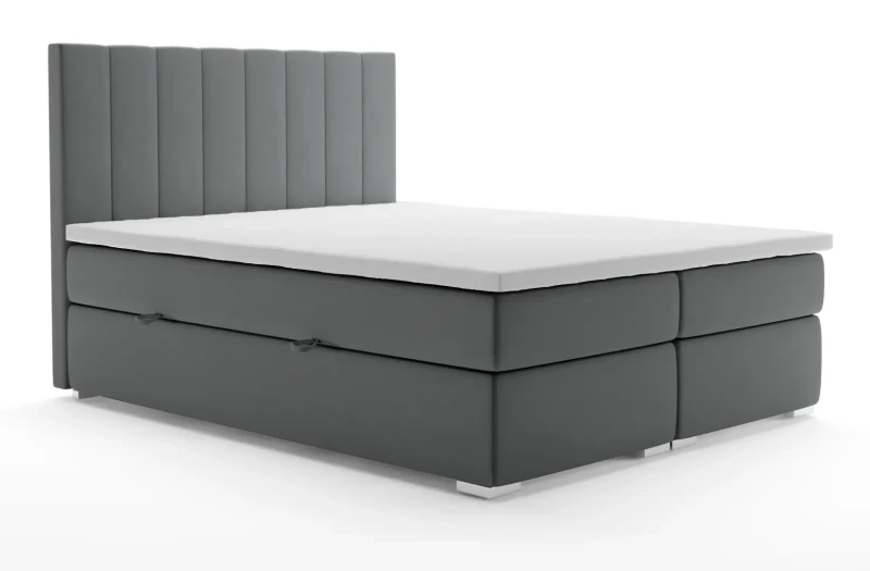 Łóżko kontynentalne Puro z pojemnikami dwuosobowe tapicerowane