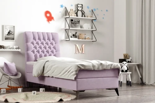 Łóżko kontynentalne do pokoju młodzieżowego Molly z pojemnikiem 90x200 jednoosobowe tapicerowane