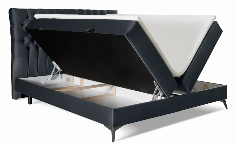 Łóżko kontynentalne Molly z pojemnikami dwuosobowe tapicerowane