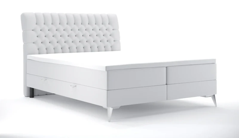 Łóżko kontynentalne Molly z pojemnikami dwuosobowe tapicerowane