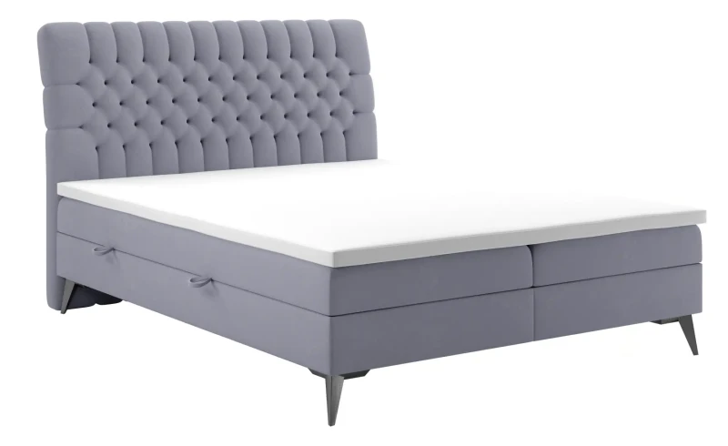 Łóżko kontynentalne Molly z pojemnikami dwuosobowe tapicerowane